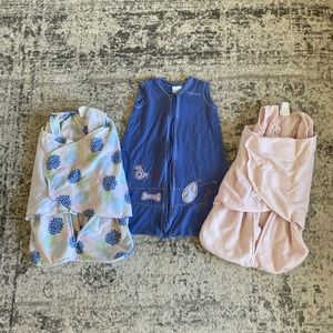 3 Halo sleepacks/swaddle (NB & 0-6)